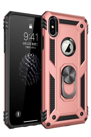 Newface Apple iPhone X Kılıf Sofya Yüzüklü Silikon Kapak - Rose