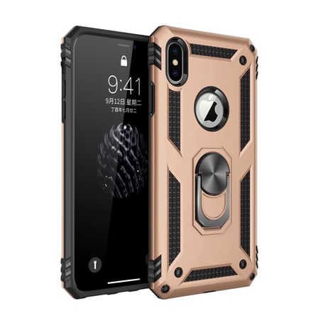 Newface Apple iPhone XS Max Kılıf Sofya Yüzüklü Silikon Kapak - Gold