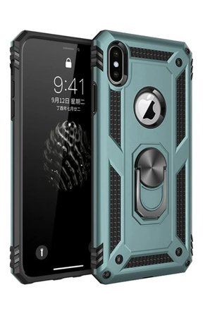 Newface Apple iPhone XS Max Kılıf Sofya Yüzüklü Silikon Kapak - Yeşil