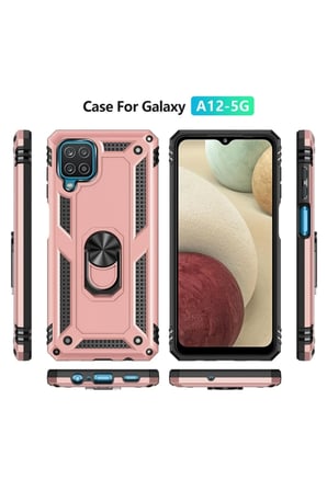 Newface Samsung Galaxy A22 Kılıf Sofya Yüzüklü Silikon Kapak - Rose