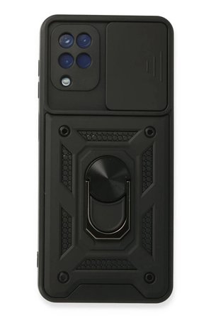 Newface Samsung Galaxy A22 Kılıf Pars Lens Yüzüklü Silikon - Siyah