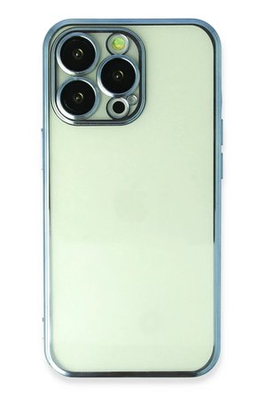 Newface Apple iPhone 13 Pro Kılıf Razer Lensli Silikon - Açık Mavi