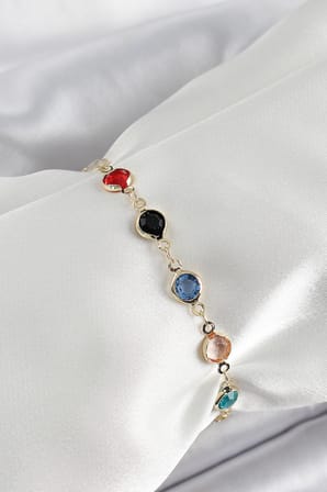 Pirinç Asorti Model Gold Renk Zirkon Taşlı Kadın Bileklik