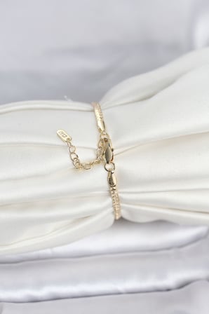 CM 14K Gold Renk Yassı Zincir Model Kadın Bileklik