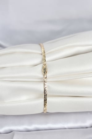 CM 14K Gold Renk Yassı Ezme Zincir Model Kadın Bileklik