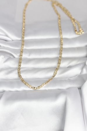 CM 14K Gold Renk Lazer Kesim Zincirli Model 60 cm Kadın Kolye