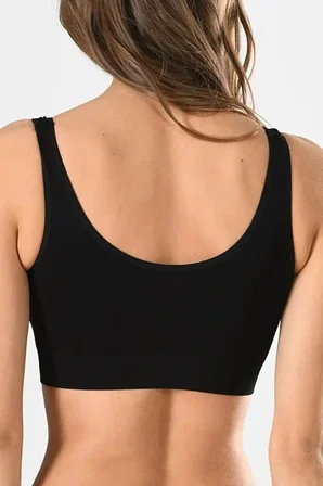 Kadın Siyah Kalın Askılı Çıkarılabilir Pedli Örme Seamless Dikişsiz Basic Büstiyer