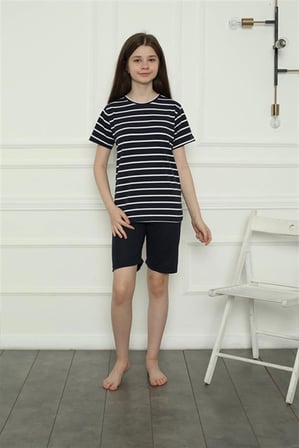 Kız Çocuk Penye Şortlu Pijama Takım Lacivert