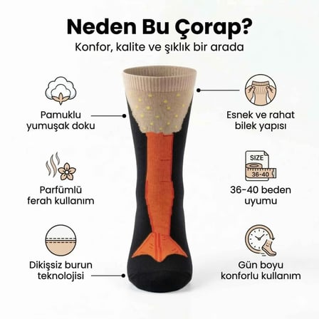 Kadın Kaz Ayağı Desenli Siyah Pamuklu Çorap 36-40 | Dikişsiz Burun, Esnek Manşet, Nefes Alan Yumuşak Dokulu