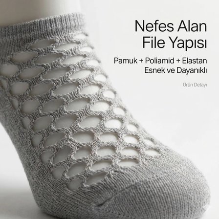 Kadın Fileli Babet Çorap 5’li Set – Nefes Alan, Görünmez, Esnek ve İnce Yazlık Çorap