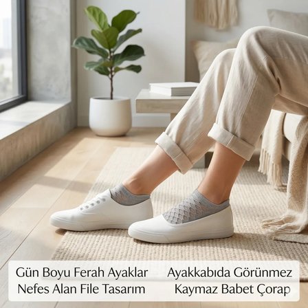 Kadın Fileli Babet Çorap 5’li Set – Nefes Alan, Görünmez, Esnek ve İnce Yazlık Çorap