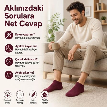 Erkek Pamuklu Patik Çorap 10'lu Paket 39-45 | Dikişsiz Burun, Koku Karşıtı, Nefes Alan Kısa Konç Sneaker Çorabı