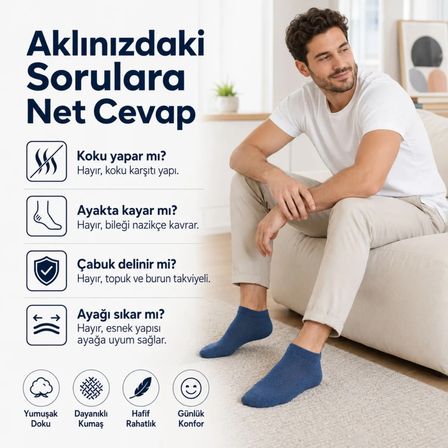 Erkek Pamuklu Patik Çorap 10'lu Paket 39-45 | Dikişsiz Burun, Koku Karşıtı, Nefes Alan Kısa Konç Sneaker Çorabı