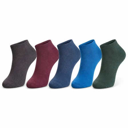 Erkek Pamuklu Patik Çorap 5'li Paket 39-45 | Dikişsiz Burun, Koku Karşıtı, Nefes Alan Kısa Konç Sneaker Çorabı
