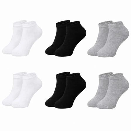 Kadın Bambu Patik Çorap 6’lı Paket, Siyah Beyaz Gri, Nefes Alan Nem Emici Yumuşak Günlük Spor Bilek Çorabı