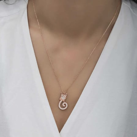 925 Ayar Gümüş Kedi Kadın Gümüş Kolye