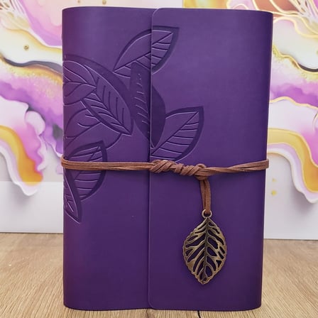 Yaprak Desenli Çizgisiz Deri Defter