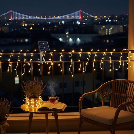 Güneş Enerjili Balkon Bahçe Peri LED 20 Metre S-20