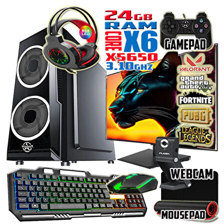 WarboX PUMA Xeon X5650 24gb Ram 256gb SSD 250gb HDD R7 240-4gb E.kartı 19" Monitör Gaming Bilgisayar