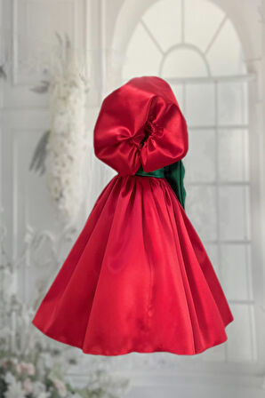 Kırmızı Yeşil Yeniyıl Noel Kız Çocuk Bebek Abiye Elbise