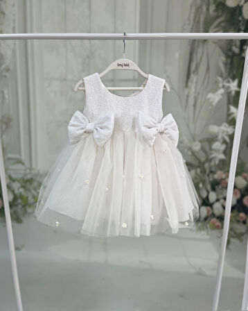 Brokar Hayal Tül Gül Detaylı Fiyonklu Abiye Elbise 