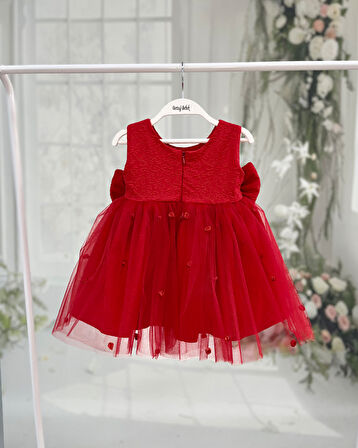 Brokar Sarı Hayal Tül Gül Detaylı Fiyonklu Abiye Elbise