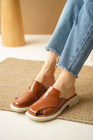 Kadın Detaylı Şık Ortopedik Düz Taban Terlik Bronte