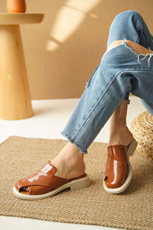 Kadın Detaylı Şık Ortopedik Düz Taban Terlik Bronte