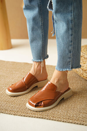 Kadın Detaylı Şık Ortopedik Düz Taban Terlik Bronte