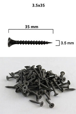 Alçıpan Vida Seti – 3,5 mm Çap / 25-35-45 mm Boy – 6 Çeşit – Toplam 300 Adet