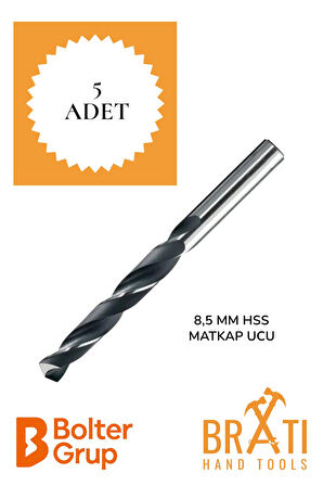 8,5 Mm Hss Matkap Ucu 5'li Paket Metal Alüminyum Ahşap Plastik Çelik Delme Uç Delik Açma Uçları