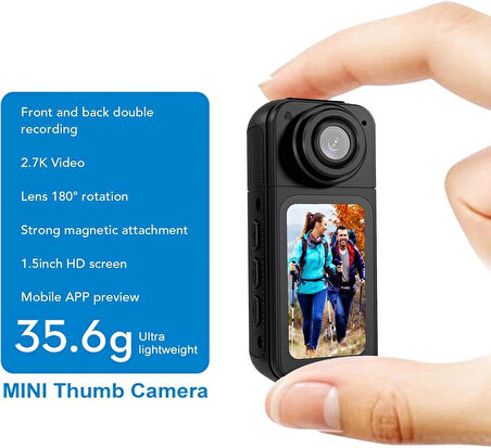 Ozmik S70 2.7k çözünürlük, 180 ° Dönen Lens, Wifi, Manyetik Gövde montajı Aksiyon kamera