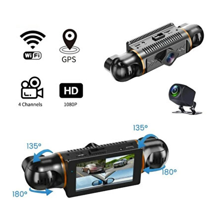 Ozmik V10 Araç Kamerası  4 Kameralı  Gps Takip- G Sensör 1080P Kayıt  Wifi  Özellikli