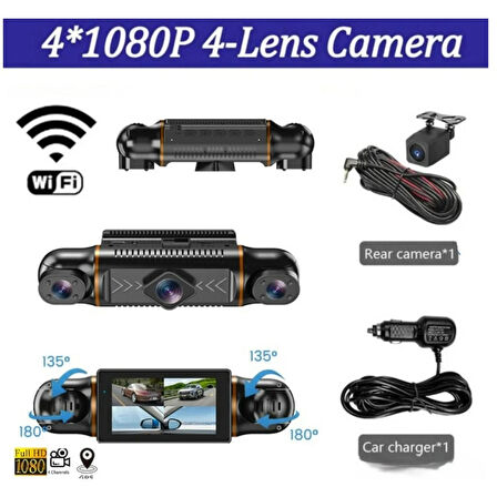 Ozmik V10 Araç Kamerası  4 Kameralı  Gps Takip- G Sensör 1080P Kayıt  Wifi  Özellikli