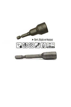 Meşem 8x45mm Lokma Bits Adaptör - Manyetik Somun Adaptörü 10 Adet