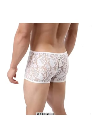 Dantelli Beyaz Şık Erkek Boxer - Erkek İç çamaşırı