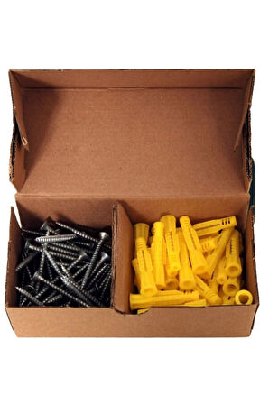 Sunta Vidası Ve Roket Dübel, 50 Adet 5x60 Yhb Sunta Vidası Ve 50 Adet 8 Mm Roket Dübel