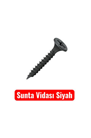 3,5x18 Sunta Mdf Ağaç Menteşe Ray Montaj Vidası Siyah (50 Adet)