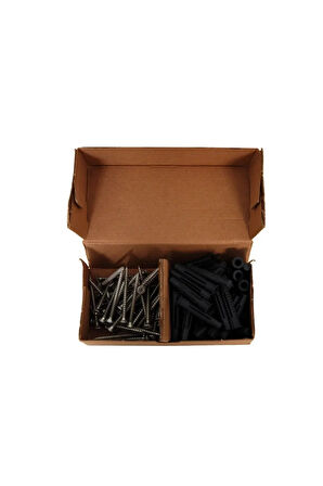 Vida ve Dübel Seti 50 Adet 5x60 mm Sunta Vidası ve 50 Adet 8mm Siyah Tuğla Beton Boşluk Dübel