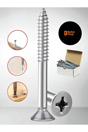 Ağaç Ve Sunta Vidası 4,0X50 Mm Yhb Sunta Vidası 4x50 Mm 100 Adet