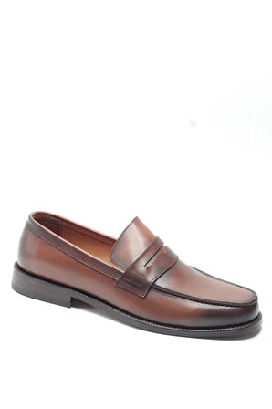 Taba Rengi Premium Hakiki Deri Kösele Tabanlı Klasik Erkek Makosen Loafer