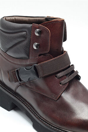 Kahverengi Hakiki Deri Tokalı Eva Taban Erkek Postal Bot