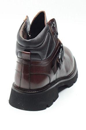 Kahverengi Hakiki Deri Tokalı Eva Taban Erkek Postal Bot