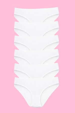 Premium Kız Çocuk Külot Beyaz %100 Pamuk 6'lı Paket Slip Model Rahat Kesim Üçgen Kalıp