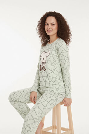Luxury Thermal Love Desenli Kadın Polar Kışlık Pijama Takımı – 42013