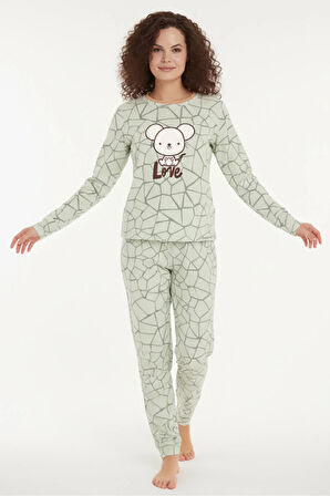 Luxury Thermal Love Desenli Kadın Polar Kışlık Pijama Takımı – 42013