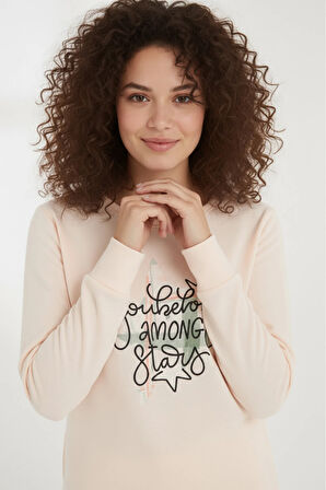 Luxury Thermal Among Stars Desenli Kadın Polar Kışlık Pijama Takımı – 42058