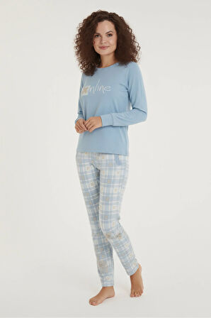 Luxury Thermal Online Çiçek Desenli Kadın Polar Kışlık Pijama Takımı – 42063