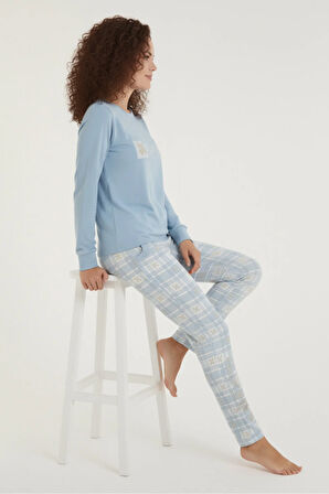 Luxury Thermal Online Çiçek Desenli Kadın Polar Kışlık Pijama Takımı – 42063