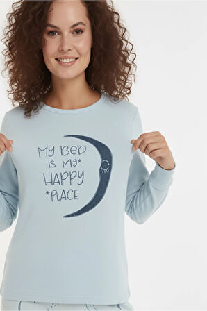 Luxury Thermal Hilal Desenli Kadın Polar Kışlık Pijama Takımı – 42064